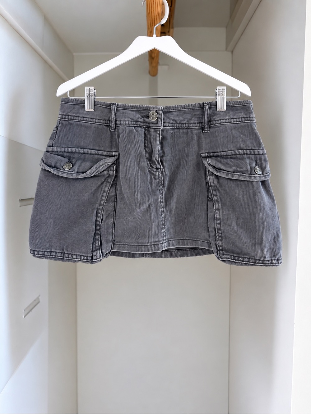 Garage Gray Cargo Mini Skort with Front Flap Pockets